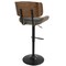 Lombardi Mid-Century Modern Adjustable Barstool in Walnut with Faux Leather
